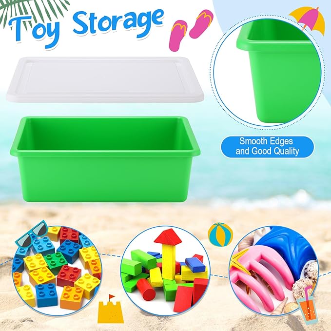 3 Pcs Portable Sand Tray with Lid 15.5 x 11.6 x 5 Inch Small Plastic Sand Box Stackable Sensory Bin Indoor Outdoor Water Play Gifts for Girls Boys School Home(Red, Blue, Green)