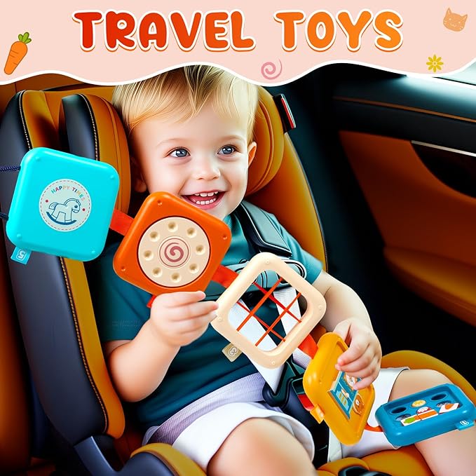Busy Board for 1 Year Old Montessori Toys for 1 2 Boy Girl Toys Toddler Car Airplane Travel Activities Essentials 1-3 Busy Cube Stocking Learning Education Baby Toy 12-18 Months Birthday Gifts 1 2 3
