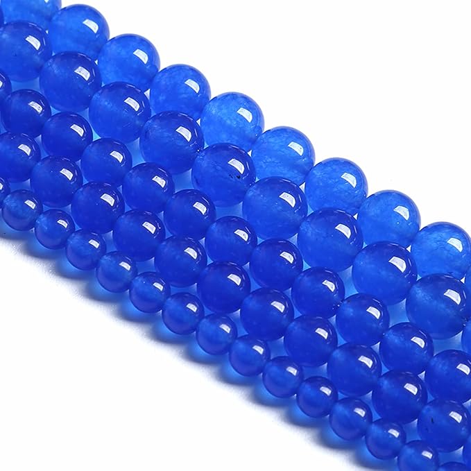 120PCS 6MM Deep Blue Chalcedony Natural Stone Loose Beads for Jewelry Making DIY Bracelet