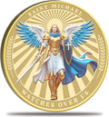 Saint Michael Watches Over Us Challenge Coin – Zinc Alloy Commemorative Coin – 3D Engraved Pocket Token Medallion for Collectors – Veterans Law Enforcement Military Police First Responder Gift