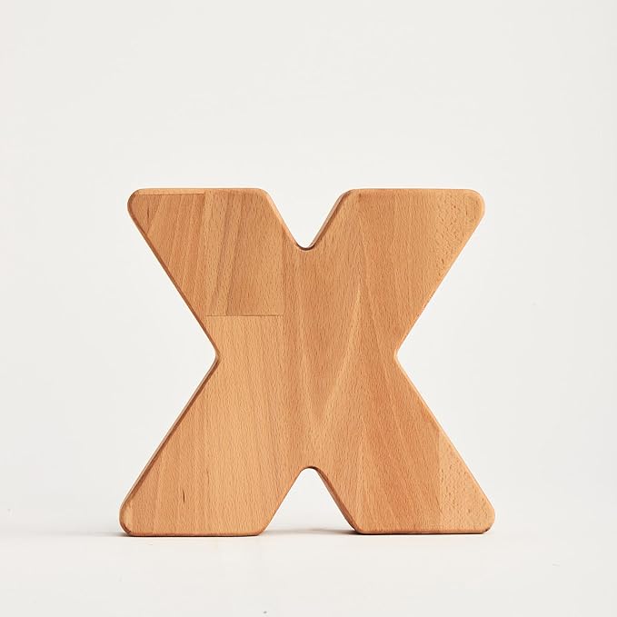 Personalized Wooden Piggy Bank – Custom Letter X Coin Bank in Beech Wood with Clear Acrylic Front, Engraved Name Option, Money Saving Box for Kids and Adults