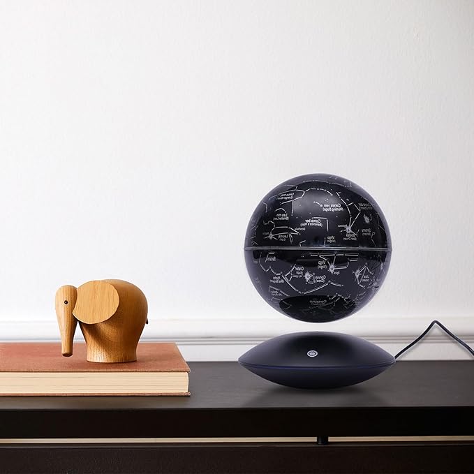 Floating Globe Magnetic Levitation with LED Color Changing Light and Touch Control, Magnetic Levitating Globe for Desk Office Home Decor Educational Gift for Men Father Boys Boss,Black
