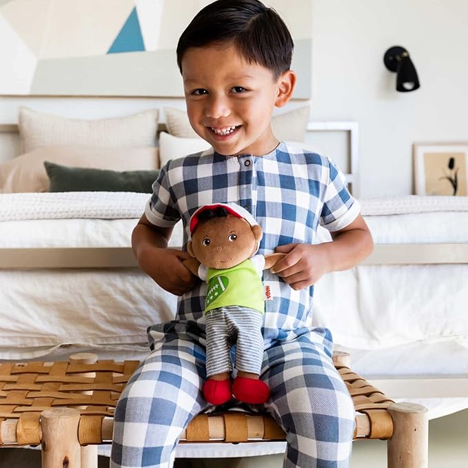 HABA Soft Doll Mason – 11.5" Plush Baby Boy Toy with Black Hair and Soft Toddler Companion for Ages 6 Months and Up, First Doll Gift for Kids, Machine Washable, Huggable & Durable