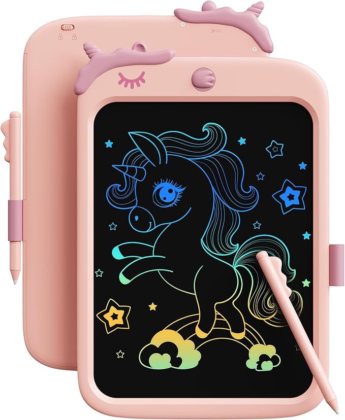 TEKFUN Girls Toys, LCD Writing Tablet for Kids, Doodle Board Dinosaur Toys, Travel Essentials Toys for 3 4 5 6 Year Old Boys Girls, Easter Birthday Christmas Gifts (10inch Pink)