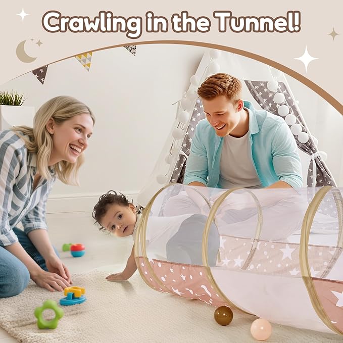 Kids Play Tunnel Tent for Toddlers, 70" x 18" Baby Tunnel Crawl Indoor, Play Tunnel for Kids to Crawl Through for Baby or Pet, Indoor & Outdoor Toys for Backyard Playset