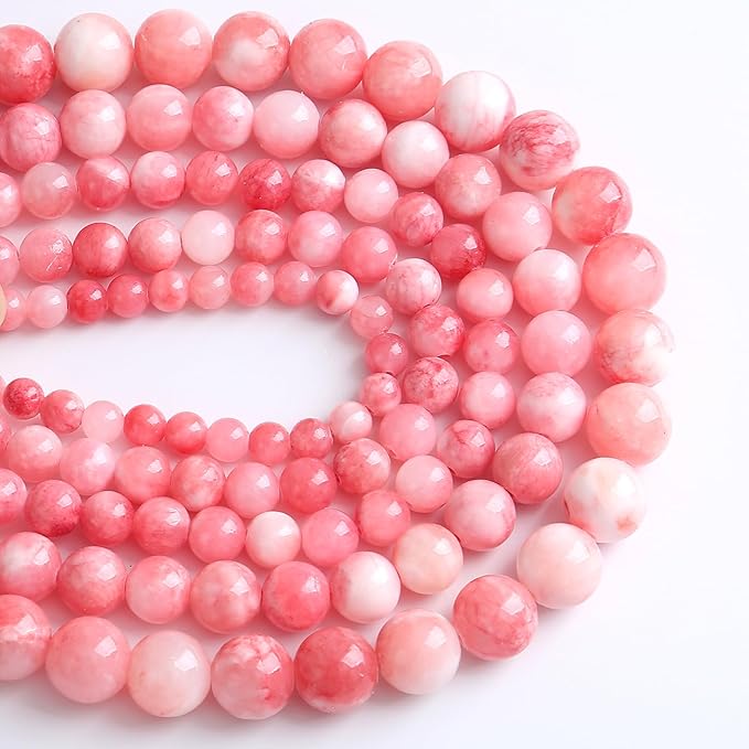10MM 38PCS Pink Persian Jade Spacer Loose Beads for Jewelry Making DIY Bracelet Necklace