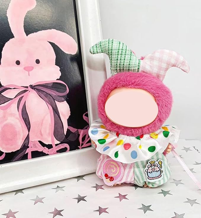 Joker Cosplay Outfit Bundle for Labubu 4.0 (Mini Size Dolls 10cm), Bunny Clown and Poker Carnival Clothes Set, Costume Dress-up for Halloween Party (No Doll Included) (2-Set Bundle)