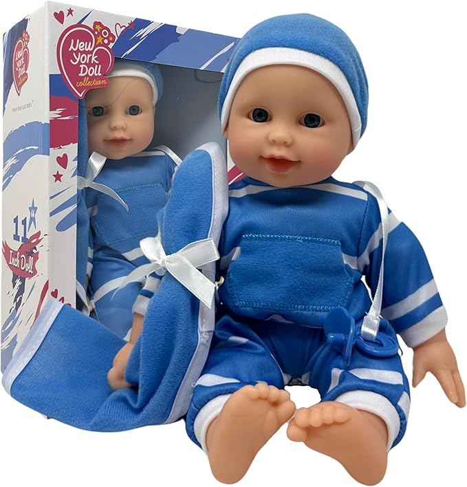 The New York Doll Collection 11 inch Soft Body Baby Doll in Gift Box - 11" Baby Doll Toy for Kids, Boys, Girls and Toddlers - Baby Doll Pacifier Accessory Included