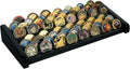 Challenge Coin Display Holder, 8 Rows Solid Wood Military Coin Stand Holds 60-70 Coins, Army Coin Display Rack for Desk (Black Finish)