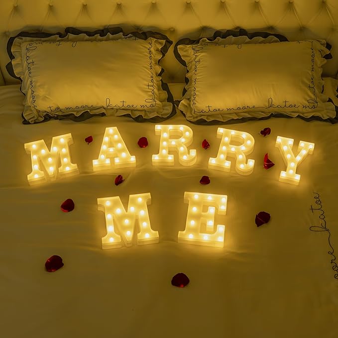 Foaky LED Letter Lights Sign Marquee Light Up Letters Sign for Night Light Wedding/Birthday Party Battery Powered Christmas Lamp Home Bar Decoration(J)