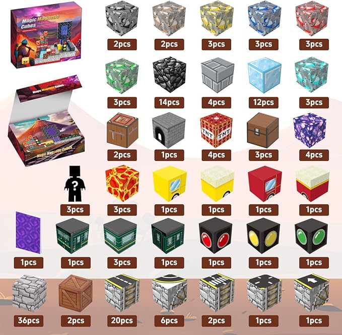 Magnetic Building Blocks Set, 150 Pieces STEM Learning Toy with Lava Adventure Theme, Construction Kit for Ages 3-12 Years