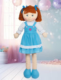 LOVE & HUG 36" Huggable Soft Doll with Blue Dress and Soft Yarn Hair