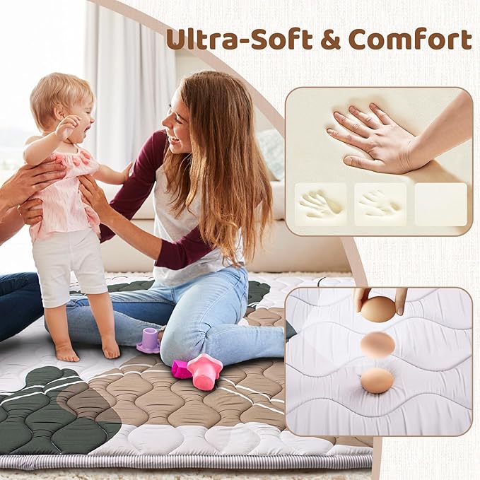 Baby Play Mat, 50x50 Playpen Mat, Thick Soft Foam Playmats for Baby, Foldable and Washable Baby Crawling Mat for Floor(Scandinavia)