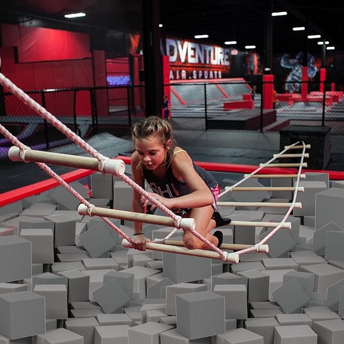 TRENDBOX 48 PCS 5" x 5" x 5" Foam Pit Blocks Sponge Cubes Foam Pit Cubes Sponge Blocks for Amusement Park, Gymnastics, Freerunning and Parkour Courses - Drak Gray