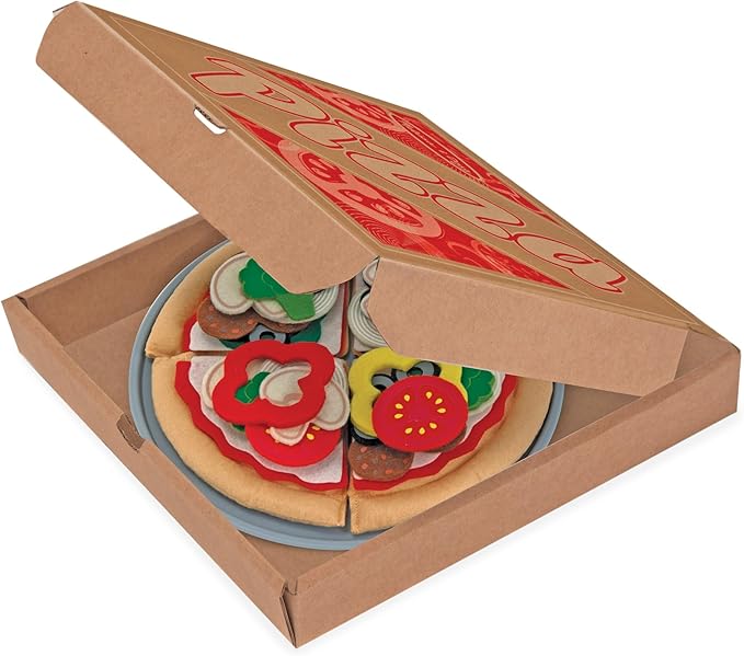 Melissa & Doug Felt Food Mix And Match Pizza Play Food Set - 42 Pieces Felt Pizza Play Set For Kids Kitchen, Pretend Toy For Toddlers And Kids Ages 2+