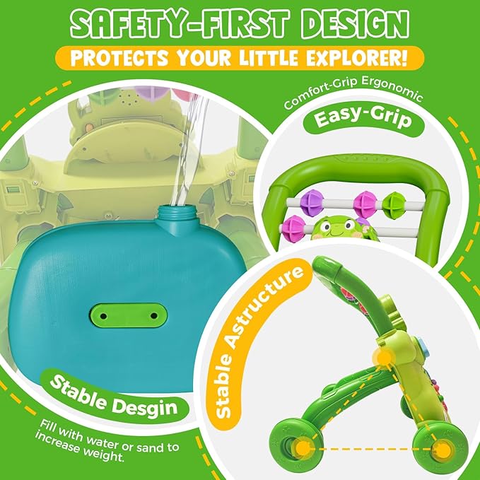Baby Walker Toys,Push Walker for Boys & Girls Learning to Walk,Sit to Stand Early Educational Toys,Activity Center for Infant,Christmas Birthday Gift for Toddler 6-18 Months,Green