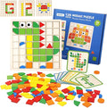 Wooden Mosaic Puzzles 120PCS Pattern Blocks Preschool Learning Activities Educational Toys Shape Matching Game Montessori Toys for Toddlers Kids Boys Girls 3 4 5 Years Old