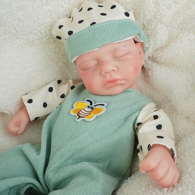 Boy 12.2 Inch, Full Silicone Baby Doll, Realistic Baby Dolls, Realistic Veins & Sleeping Pose, Not Vinyl, Reborn Baby Dolls Silicone Full Body, Gift Set