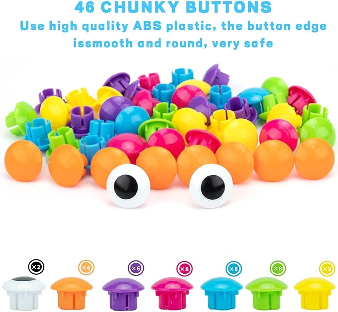 Button Art Toys for Toddlers Ages 3-5, Early Learning Educational Toys, Color Matching Mosaic Pegboard, Fine Motor Skills Game, Preschool Learning Crafts Activity Gifts for Boys & Girls 3+