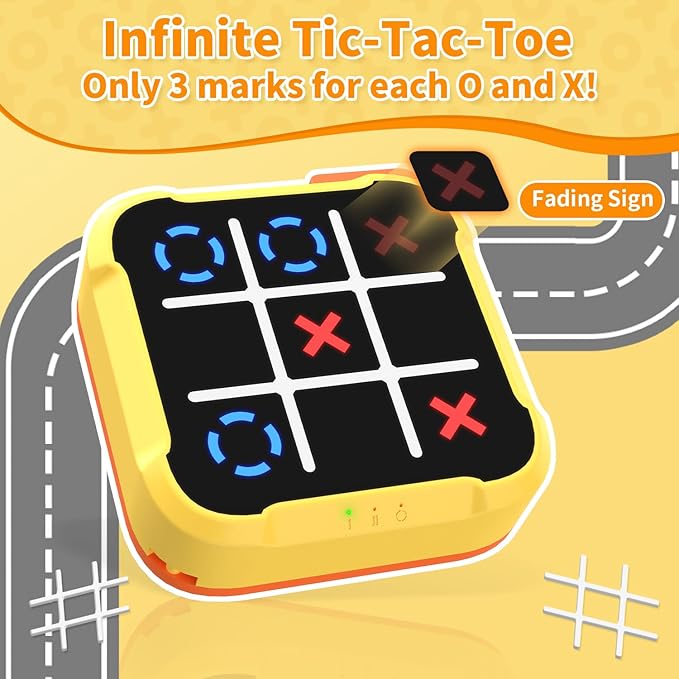 Electronic Tic Tac Toe Game, 4-in-1 Digital Puzzle Games, Handheld Family Board Game for Kids and Adults, Portable Toys Gift for Boys Girls, Birthday, Travel, and Road Trip