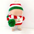 Christmas 17cm Doll Clothes Set(No Doll), Hat & Overalls Set for 17cm Labubu Suit, Cute Cloth for Dress up Unique Style Dolls Outfit Stylish Clothes for Labubu (Christmas Sweater)