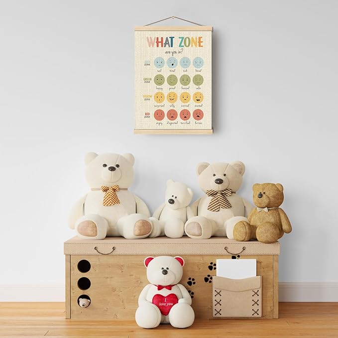 Boat Wades Zones of Regulation Mental Health Poster Hanger Frame, Feelings Emotions Chart Hanging Wall Banner Decor for Classroom Calm Down Corner School Counselor Office Decor, 12x16 Inch