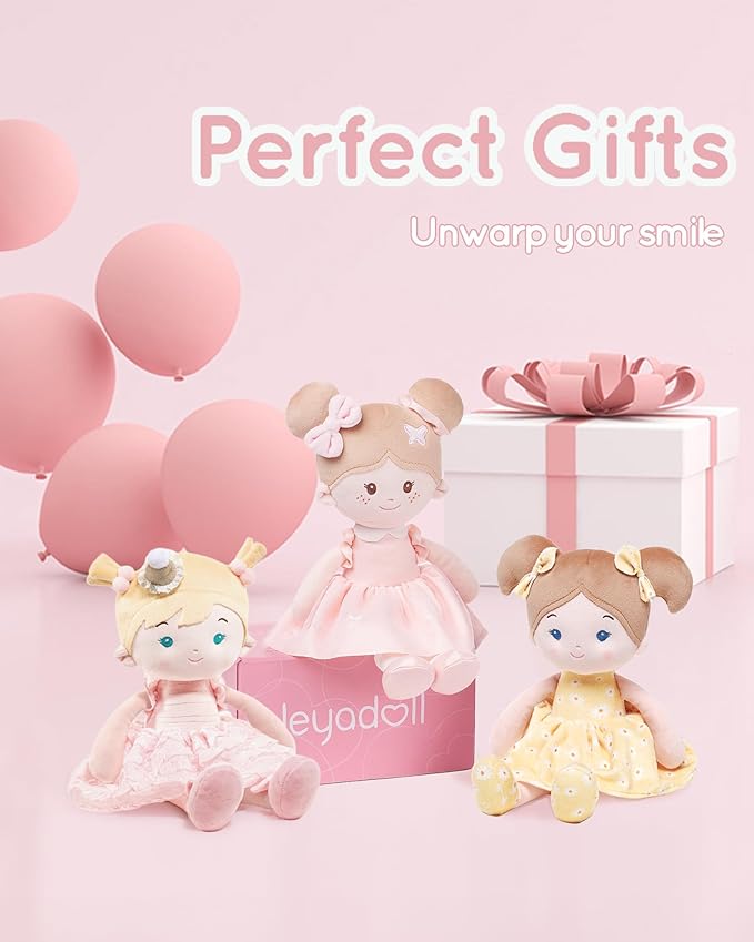 LeyaDoll Soft Baby Doll Toys (16''), My First Baby Rag Doll for 1 Year-Old Girl Birthday Gift, Christmas Plush Toys Gift for Toddler Kids Infants-Daydream-Princess-Wish