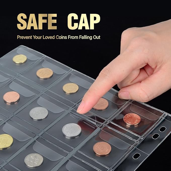 Silph PLC Coin Collection Book Holder for Collectors, Coin Album Binder Storage Box Case for Money Currency Collection Supplies - [300 Coins Pockets+30 Bills Pockets]