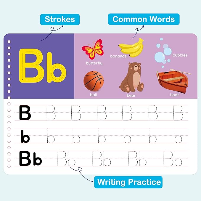 BenBen Preschool Learning Activities, 52 Pages, Tracing Books for Kids Ages 3-5, Kindergarten Workbooks, Toddler Writing Practice, Pre K Busy Book Educational Toys, Autism Learning Materials