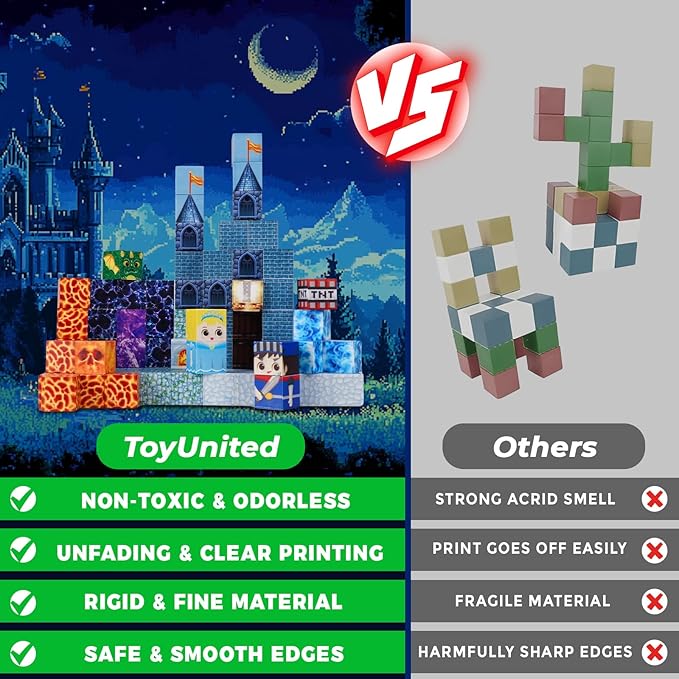 100PCS Magnetic Blocks - Magnet Building Blocks, Stacking Magents Cubes Toys Castle Set, STEM Montessori Sensory Toys for Kids Boys and Girls Ages 3 4 5 6 7 8 9 10 Birthday Gifts
