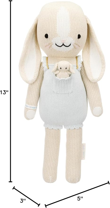 cuddle + kind Briar The Bunny Little 13" Hand-Knit Doll – 1 Doll = 10 Meals, Fair Trade, Heirloom Quality, Handcrafted in Peru, 100% Cotton Yarn