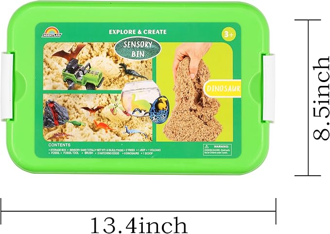 Dinosaur Sensory Bin, Dinosaur Dig Sensory Toys with Play Sand for Toddlers Boys and Girls, Kids Toys Gift Sand Box for Age 3 4 5 6 7 8