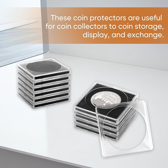 45 Pcs 20-40mm Acrylic Coin Collection Cases with Sponges, Adjustable Coin Holders, Silver Dollar Protection Cases for Collectors, Coin Collection Supplies(20/25/30/35/40mm)
