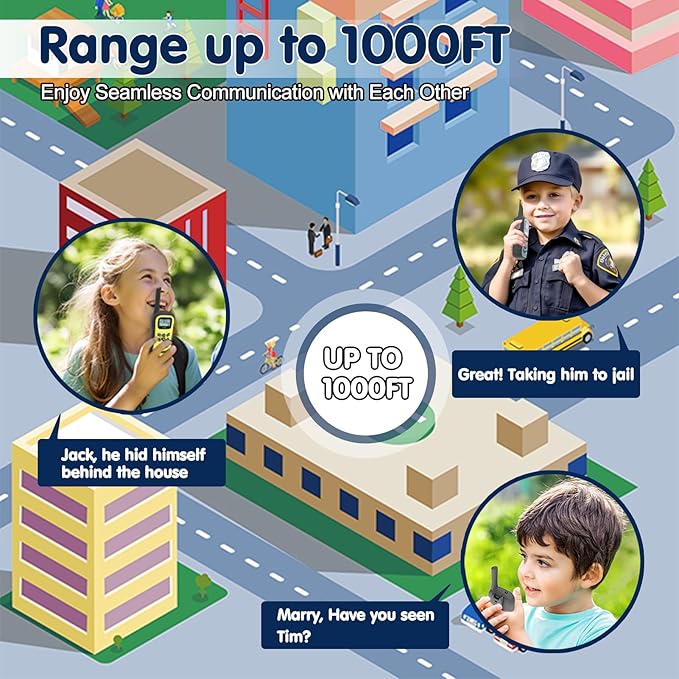 QUOLIX Walkie-talkies for Kids 4 Pack, Rechargeable Kids Walkie-talkies with Long Range, 2 3 4 5 Year Old Boys Girls Birthday Gift & Toys for Xmas