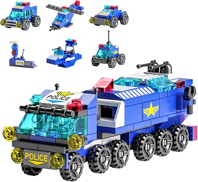 Police Car Toy Building Set for Kids Ages 5-12 | 147-Piece Construction Toy with Moving Wheels Car Chase Adventure Playset