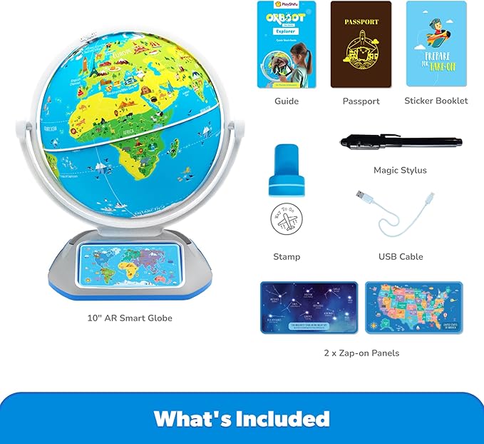 PlayShifu’s Latest Educational Globe for Ages 4+ - Orboot Earth Explorer | AR Interactive Globe Toy | 400+ Wonders | 1000+ Facts | Exciting Features | Constellation Mode | Magic Stylus | Zap-on Panels | 720° Rotation | Fun Games | Solve Mysteries | STE...