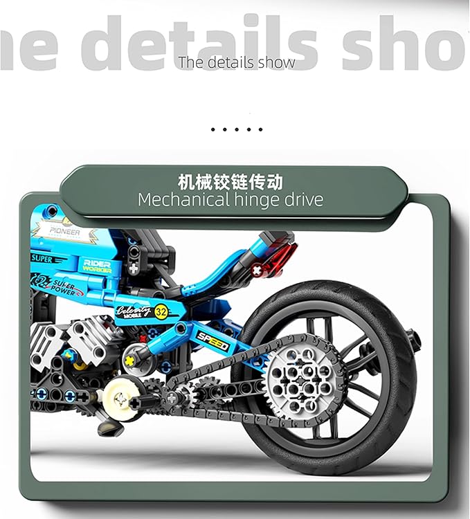 Techno-Mechanical Motorcycle Building Blocks Set, STEM Education Learning Toys, Creative DIY Racing Blocks, Collectible Models, Surprise Gift for Children 8-14 Years Old 469 Pcs