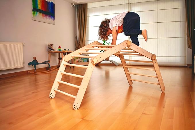 Montessori Activity Cube | Foldable Montessori Climbing Cube | Indoor 9 in 1 Transformable Activity Cube for Toddlers & Kids | Indoor Climbing Activity Wooden Playground (Cube + 2 Ramps)
