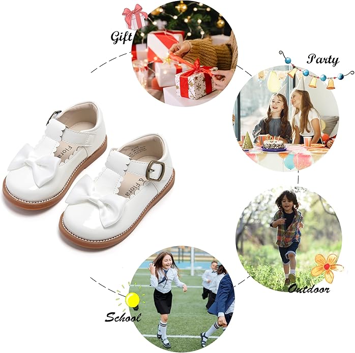 Felix & Flora Toddler Little Girl Mary Jane Dress Shoes - Ballet Flats for Girl Party School Shoes