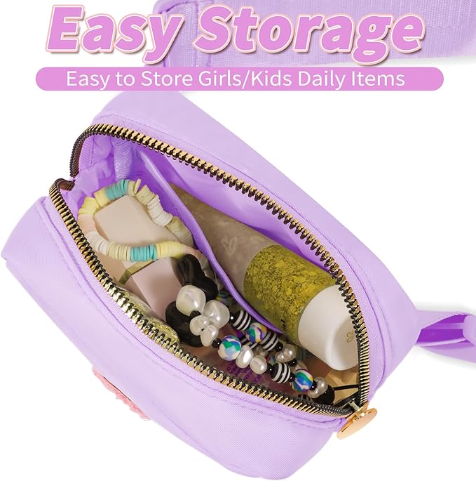 Mini Belt Bag Fanny Pack with Initials Letter Patch Small Crossbody Bags Cute Stuff Birthday Gifts for Teenager Girls Trendy Stuff for Teens - N,Lavender