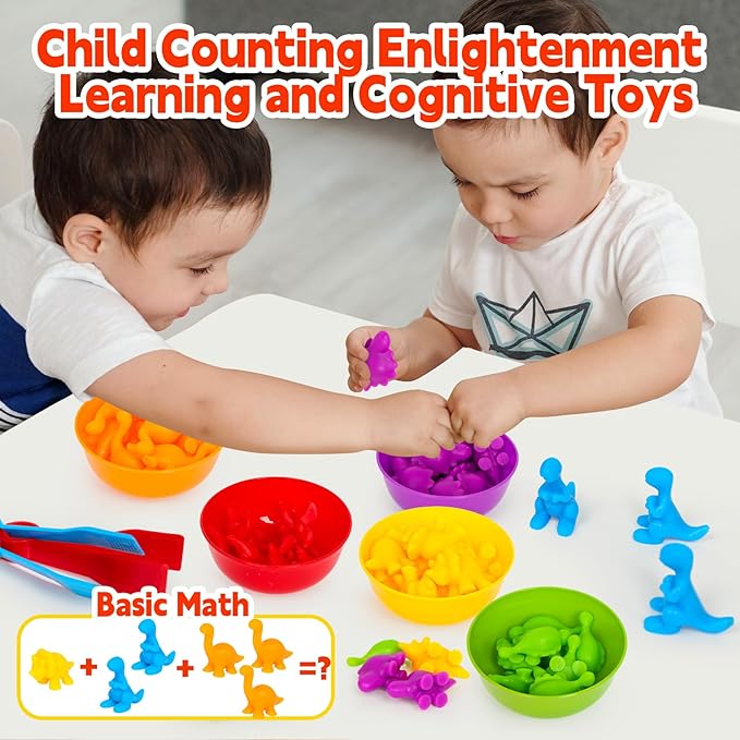 Dinosaur Toys,Color Sorting Toys for Toddlers,Montessori Education Learning Toy,Toddler Activities Sensory Training & Counting Games for 3 Year Old Boys Girls