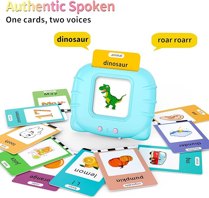 520 ABC Sight Words Talking Flash Cards, Christmas Birthday Gift for 2 3 4 5 6 Year Old Boys and Girls, Preschool-Learning-Activities, Toddler Educational Toys for Ages 1-6 Kids, Blue