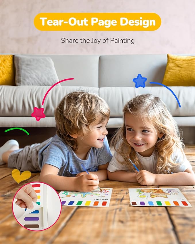 TECJOE 3 Pack Paint with Water Coloring Books for Toddlers, Watercolor Paint Set with 6 Brushes, Mess Free Painting for Kids Ages 4-8, Birthday Gifts Arts & Crafts Toy - Traffic, Sea, Dinosaur