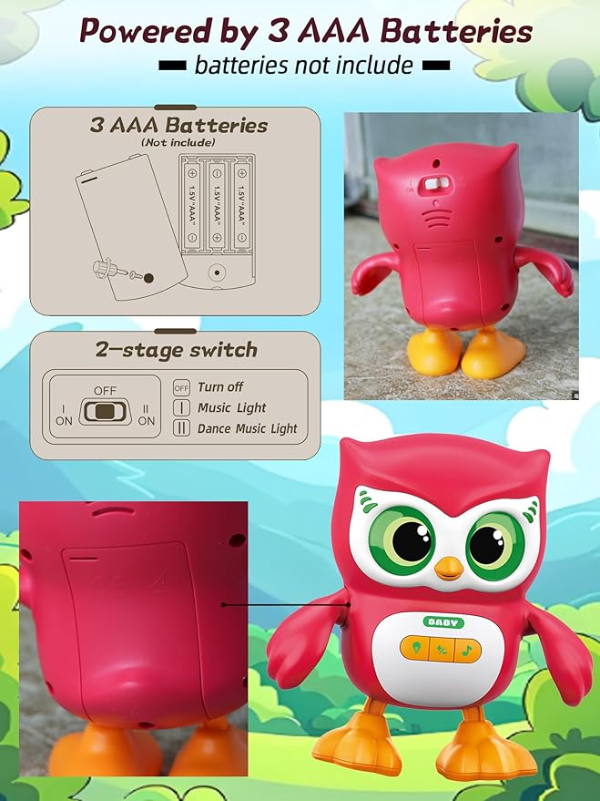 Kids Education Music Dancing Owl Toy, Baby Crawling Musical Dancing Toy for 3-12 Months Toddlers, with Lights, Music and Dance, Birthday Gift for Boys and Girls