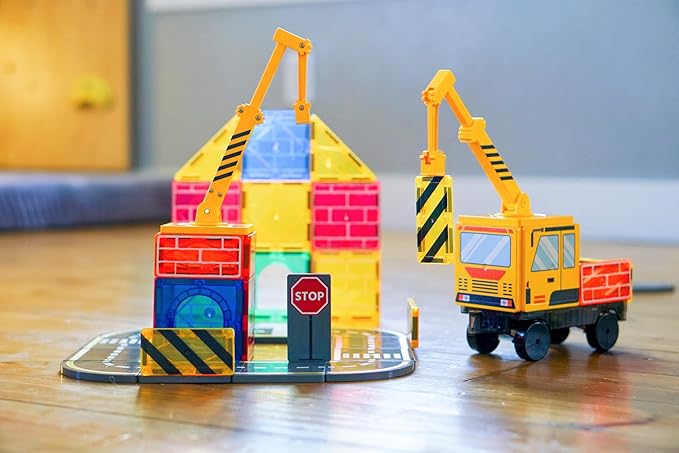 Magnetic Tiles Magnetic Building Blocks Crane Truck STEM Building Toys for Kids 3 4 5 6 7 8 Year Old Boys Girls Birthday Xmas Gifts