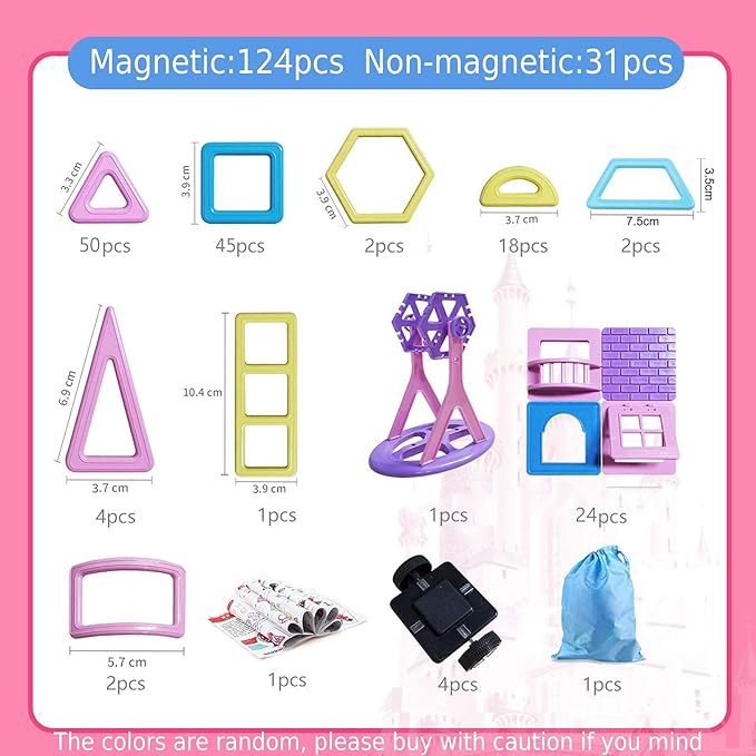 ASOK Magnetic Building Block 155pcs Educational Magnet Tiles Creative Learning and Development Macaron Color Toys Set for 3 4 5 6 7 8 Years Old Boys Girls Kids