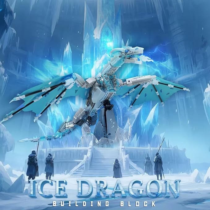 Ideas Ice Dragon Building Set，Compatible with Mainstream Brands Adults Collectible MOC Dragon Model STEM Toy for GOT Fans Home Decor,Creative Gift for Kids Boys & Girls 8-16 (1019 PCS)