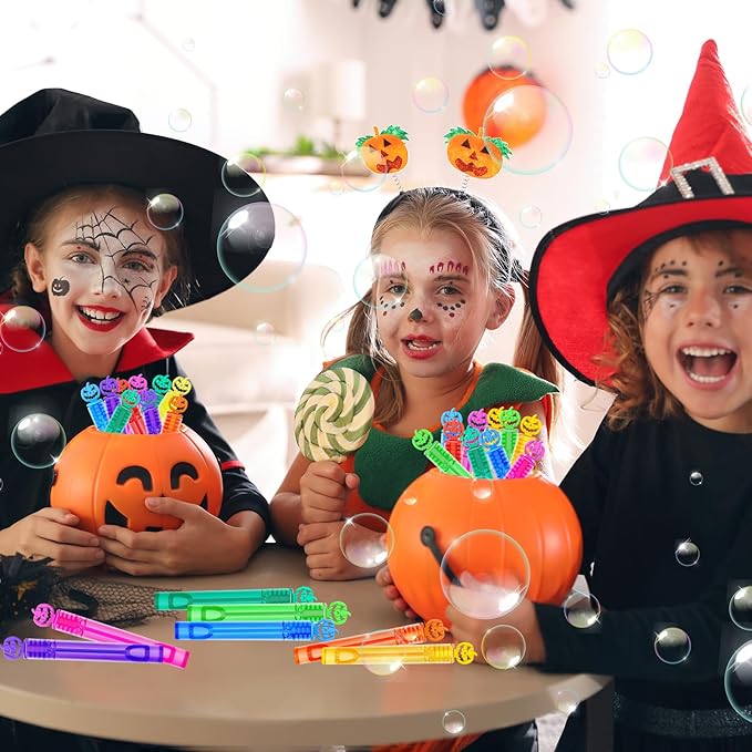 400 Piece Halloween Party Favor Bubbles, Halloween Bubble Wands Bulk for Kids Party Favor Supplies, Trick or Treat Goodie Bags, School Classroom Game Rewards, Halloween Miniatures