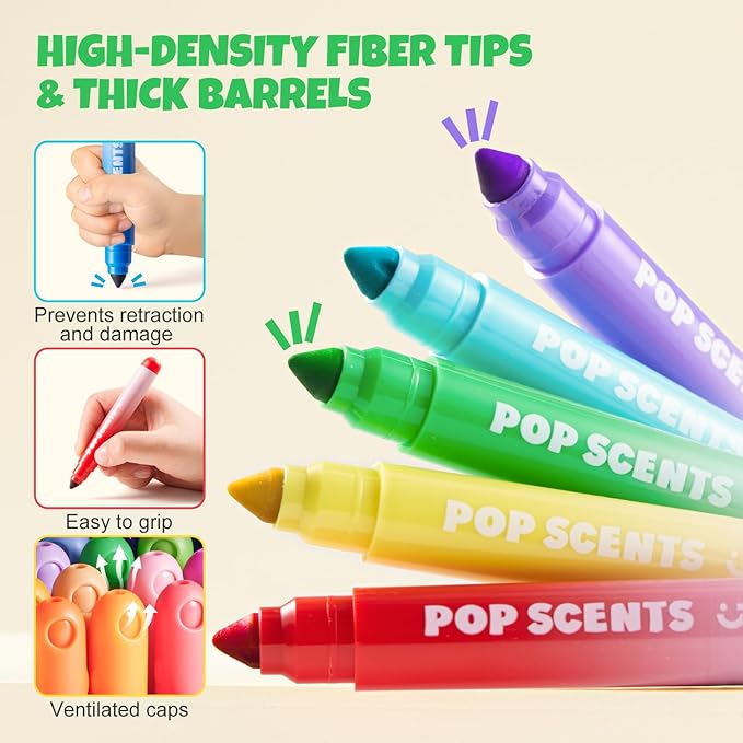 Jar Melo Scented Washable Markers for Kids Ages 4-8, Coloring Markers for Toddlers 2-4, Safe and Non-toxic Water-Based Paint Drawing Kit with Storage Case, School Art Supplies, 12 Colors