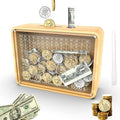 Piggy Bank for Adults Kids, Wooden Coin Bank for Boys and Girls, Cash Vault Money Saving Box with Counter $10000 Savings Challenge Money Box with Money Target and Numbers (Acrylic $10000)